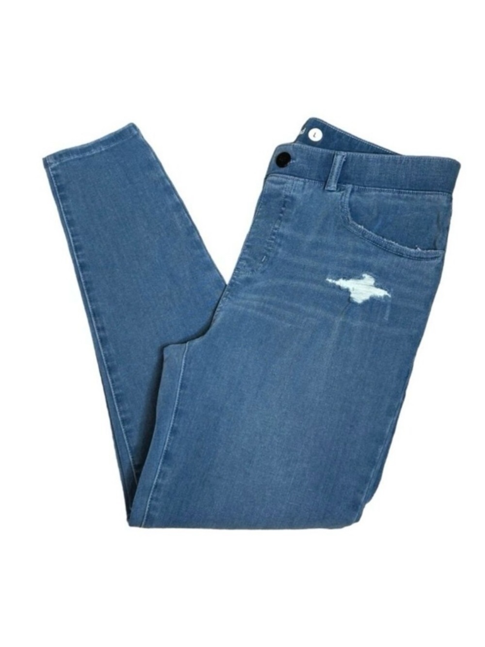 BETABRAND Denim blue jeans Pull on Skinny leg 4 pocket Stretchy Size Large